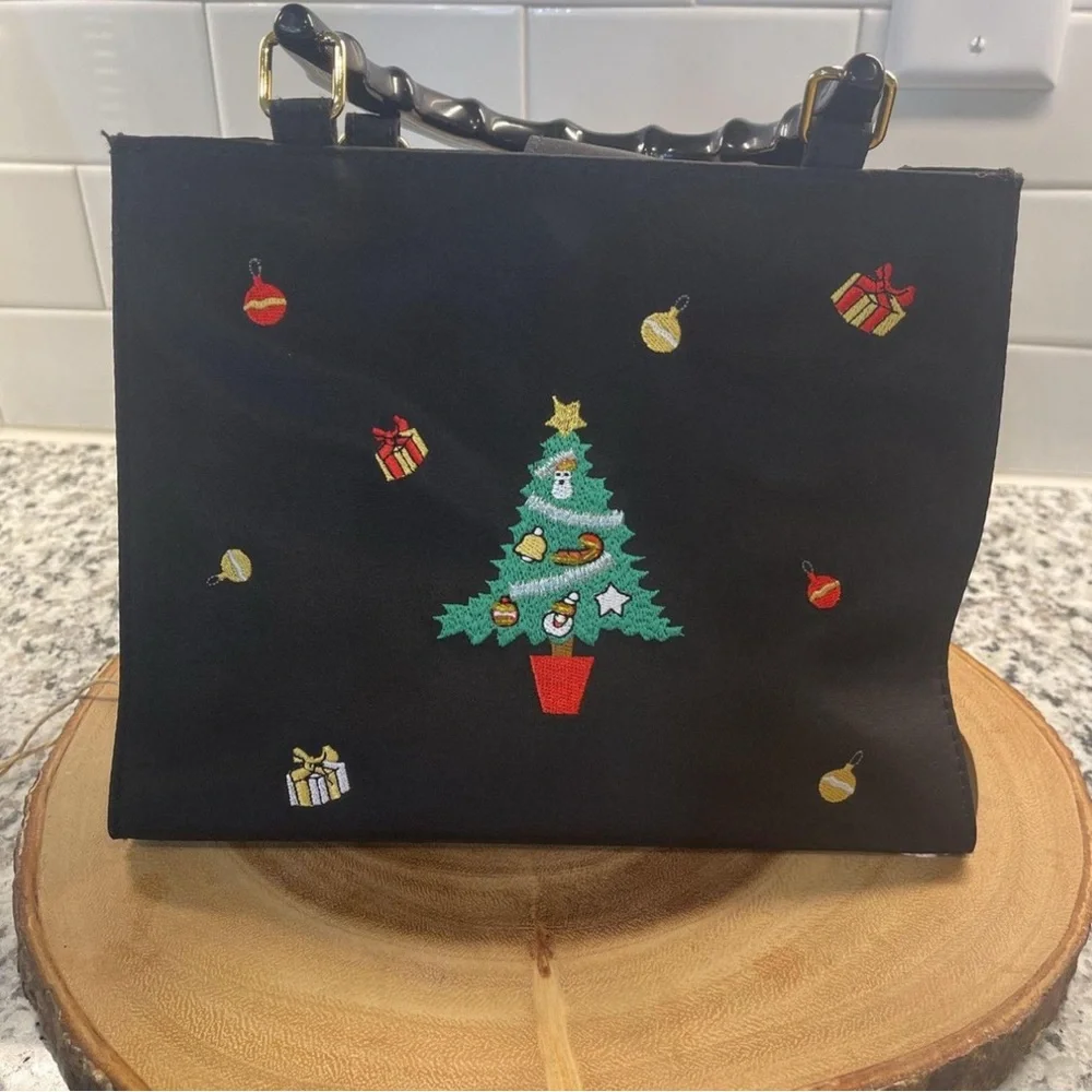 Tiannl Black Festive Embroidered Tote - Picture 1 of 8